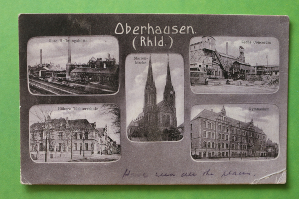 Postcard PC Oberhausen 1910-1920 Mining schools Town architecture NRW